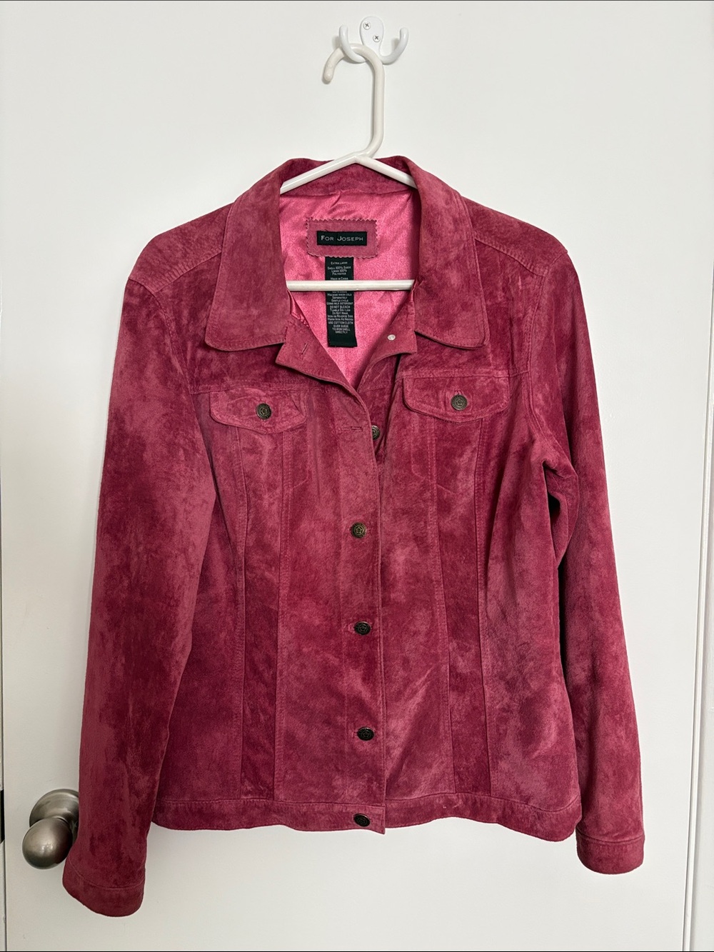 Suede Button-Front Jacket in a Rosewood